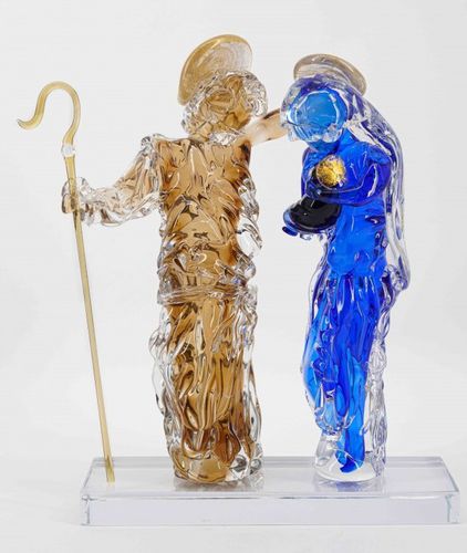 Muranoglas-Skulptur - Holy Family - Wave Murano Glass srl - Gold / freistehend / gegenständliche Malerei