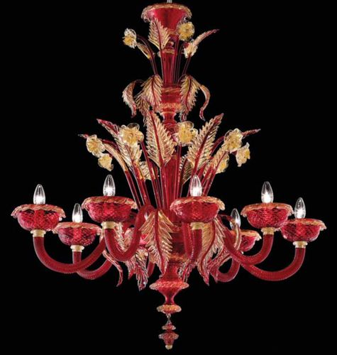 Klassischer Kronleuchter - LEHAR - Wave Murano Glass srl - Muranoglas / geblasenes Glas / 3 Glühbirnen