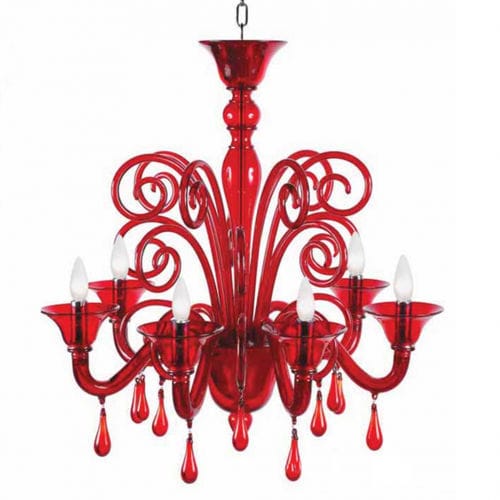 Klassischer Kronleuchter - ISTANBUL - Wave Murano Glass srl - Muranoglas / geblasenes Glas / 6 Glühbirnen