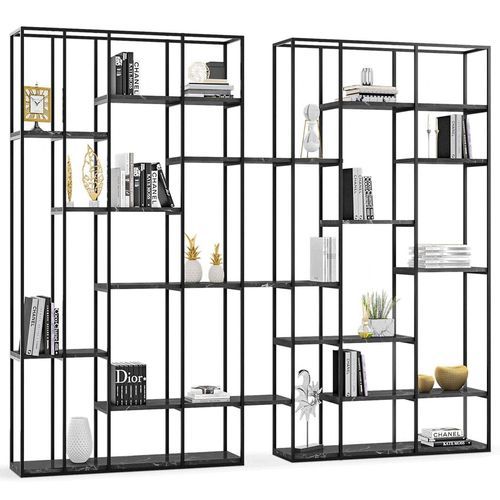 Modernes Bücherregal - LAUREL - NDESIGN - Metall / Marmor / schwarz