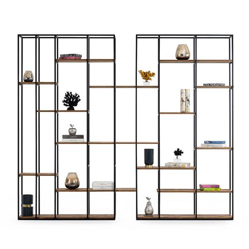 Modernes Bücherregal - IRMAK - NDESIGN - Massivholz / Metall / schwarz