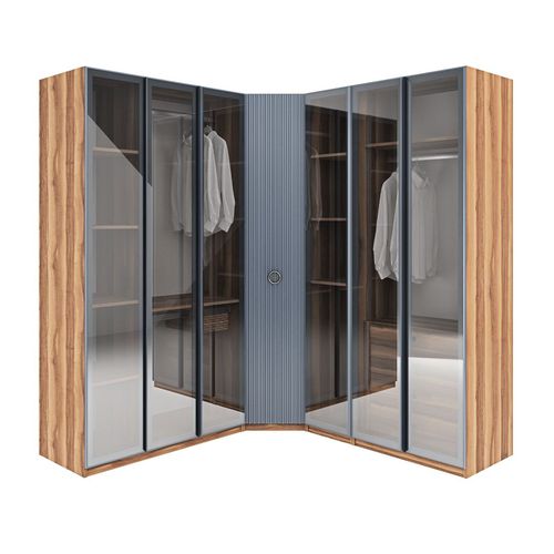 Eckkleiderschrank - SECRET - NDESIGN - modern / Holzfurnier / Glas