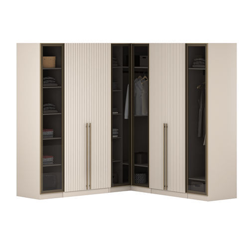 Eckkleiderschrank - Blush - NDESIGN - modern / lackiertes Holz / Glas