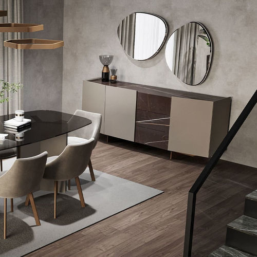 Modernes Sideboard - Ruby  - NDESIGN - Holz / Marmor / mit Schubladen