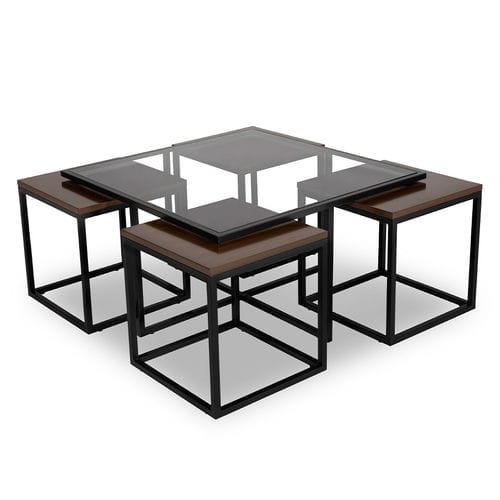 Moderner Couchtisch - Zagreb  - NDESIGN - Glas / Nussbaum / Gestell aus Metall