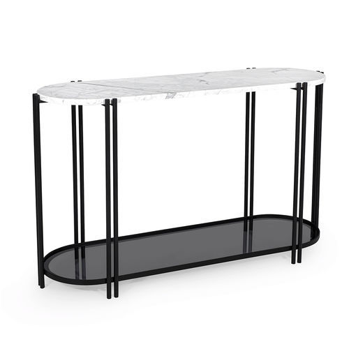 Moderner Konsolentisch - coral - NDESIGN - Marmor / Gestell aus Metall / oval