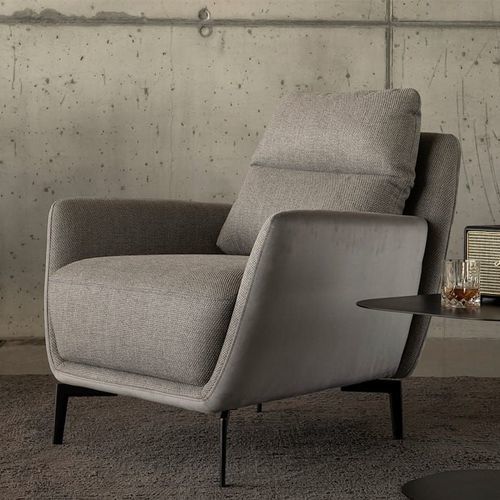 Moderner Sessel - MK.1857 - MOORKI - Stoff / Leder / mit Kopfstütze