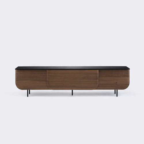 Modernes Sideboard - BLOOM - Milla & Milli - Nussbaum / Stahl / mit Schiebetür