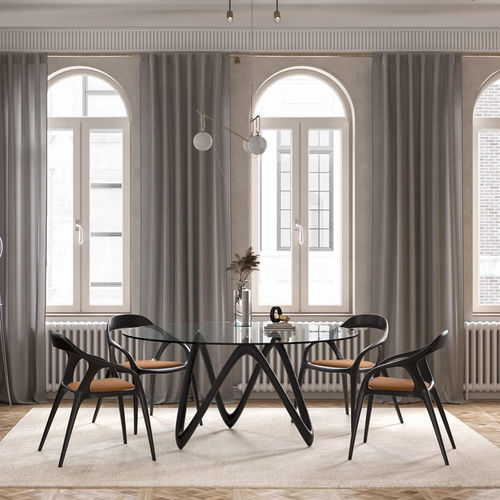 Moderner Tisch - MEDUSA - Spalli - Glas / Gestell aus Nussbaum / Gestell aus Esche