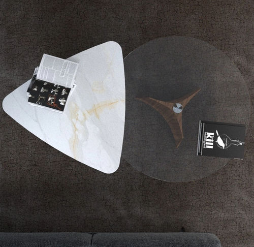 Moderner Couchtisch - SIGMA - Spalli - Glas / Marmor / Gestell aus Nussbaum