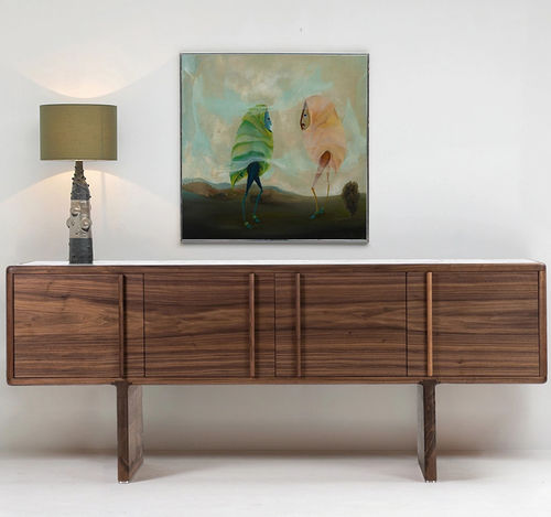 Modernes Sideboard - COMPACT - Spalli - Massivholz / Sperrholz / Glas