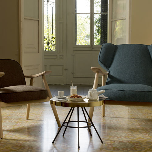 Moderner Couchtisch - Basic - Lagranja Collection - Eiche / Messing / Eisen