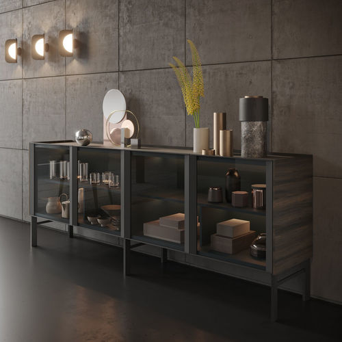 Moderner Geschirrschrank - ARYA - Kico srl - Holz / Glas / Marmor