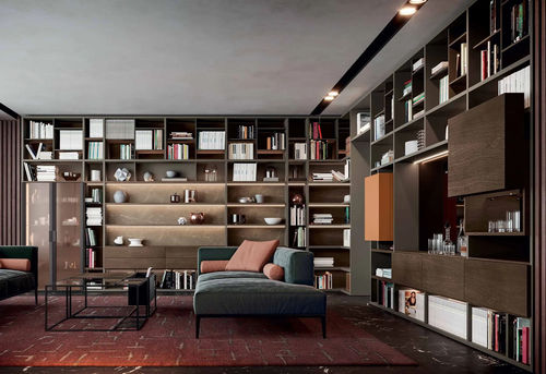 Decke/Boden-Bücherregal - Libera - Kico srl - Eck / modern / Eiche