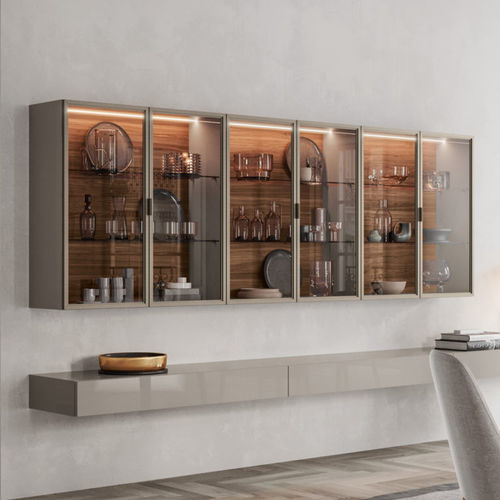 Moderner Geschirrschrank - FORTY-FIVE - Kico srl - Nussbaum / Glas / melaminbeschichtet