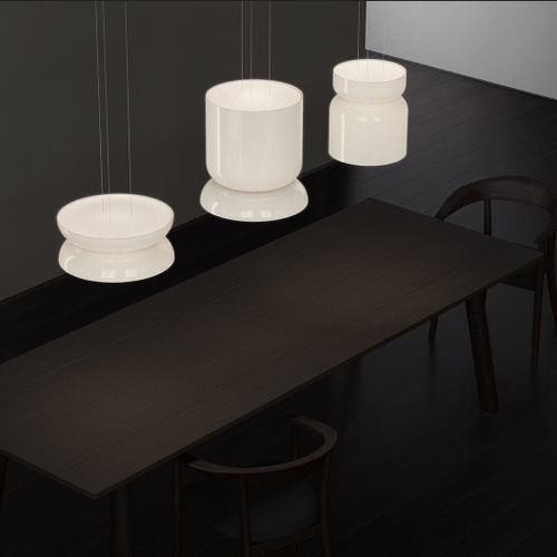 Hängelampe - TOTEM - Pablo Designs - geblasenes Glas / Opal / modern