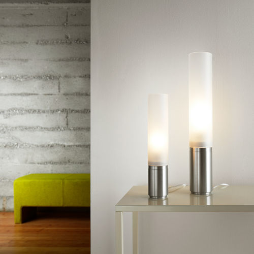 Tischlampe - ELISE - Pablo Designs - gebürstetes Aluminium / Milchglas / Acryl