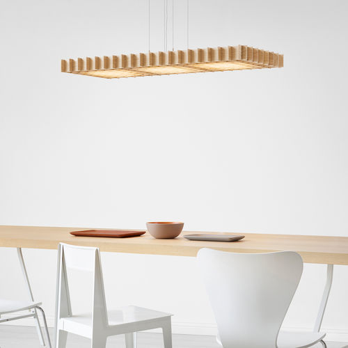 Hängelampe - GRID - Pablo Designs - Milchglas / Holz / Acryl