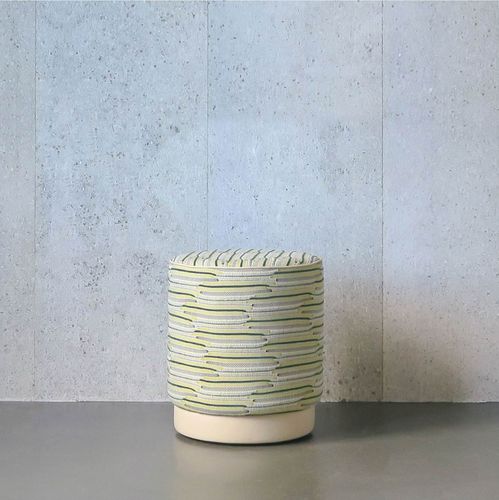 Modernes Sitzkissen - Scott Lux - Evolution 21 - Karine Bonjean bv - Stoff / Holz / rund