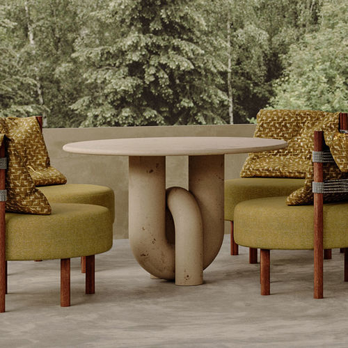 Moderner Tisch - Luna - Evolution 21 - Karine Bonjean bv - Marmor / Gestell aus Marmor / rund