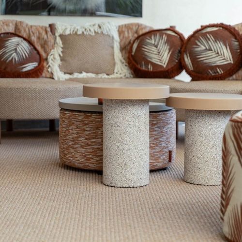 Moderner Beistelltisch - Lagoon - Evolution 21 - Karine Bonjean bv - Marmor / Gestell aus Marmor / rund