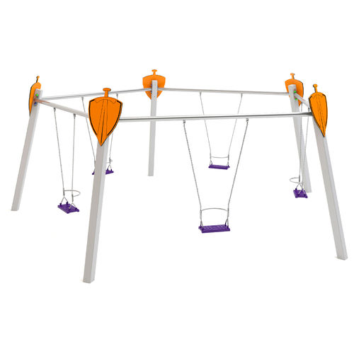 Edelstahl-Schaukel - FIVE WAY  - mobipark - HDPE / Spielplatz / Mehrfach