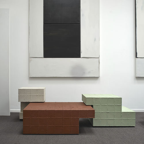 Moderner Couchtisch - FONDAMENTA - CIMENTO - Beton / Gestell aus Beton / rechteckig