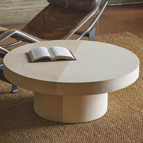 Moderner Couchtisch - FRARI - CIMENTO - Beton / Gestell aus Beton / rund