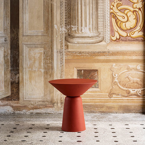 Moderner Beistelltisch - MURANO - CIMENTO - Beton / Gestell aus Beton / rund