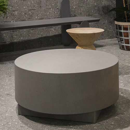 Moderner Couchtisch - TRONCHETTO - CIMENTO - Beton / Gestell aus Beton / rund