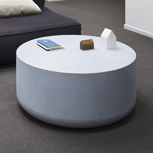 Moderner Couchtisch - ZITELLA - CIMENTO - Beton / Gestell aus Beton / rund