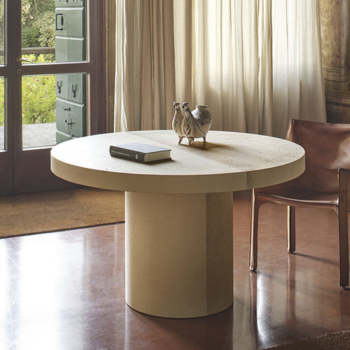 Moderner Tisch - FRARI - CIMENTO - Beton / Gestell aus Beton / rund