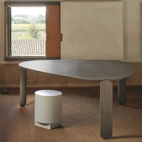 Moderner Tisch - LIDO - CIMENTO - Beton / Gestell aus Beton / oval