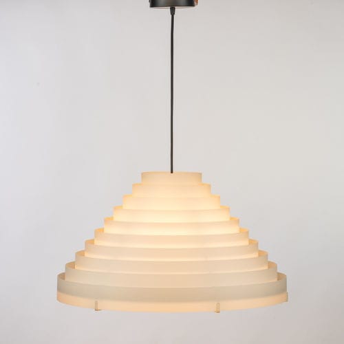 Hängelampe - SUNSET - Aclara Lighting - Metall / Stoff / Eiche