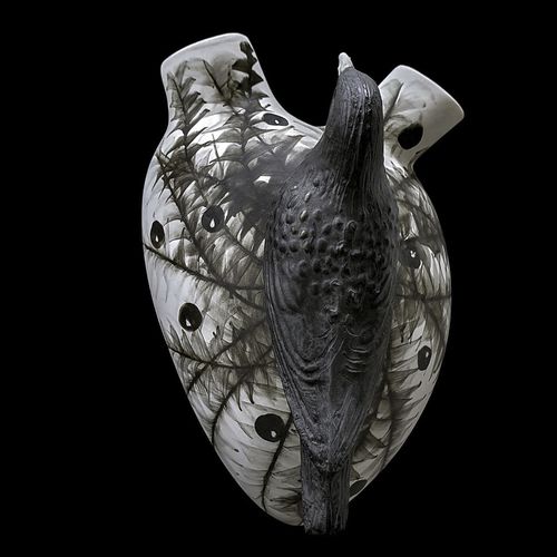 Moderne Vase - RARA NIGRA AVIS - ELICA STUDIO - Porzellan / Wand / handgefertigt