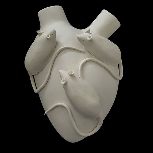 Vase / originelles Design - RATTO D’AMORE - ELICA STUDIO - Porzellan / wandmontiert / handgefertigt