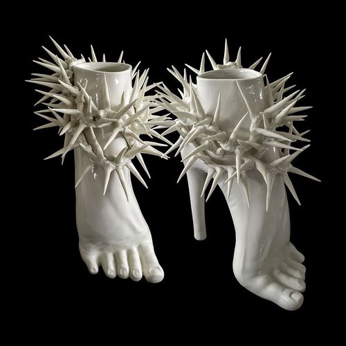 Moderne Vase - SPINE BIANCHE - ELICA STUDIO - Porzellan / handgefertigt / Made in Italy