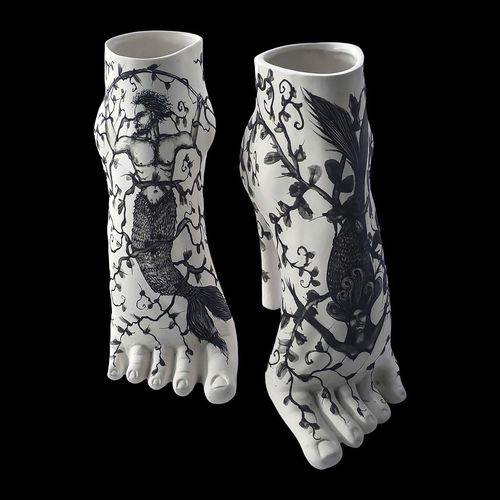Moderne Vase - MERMAIDS - ELICA STUDIO - Porzellan / handgefertigt / Made in Italy