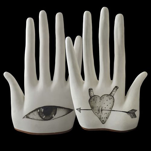 Porzellan-Skulptur - BIG EYE - ELICA STUDIO - handgefertigt / freistehend / für Gewerbegebrauch