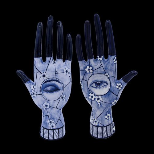 Porzellan-Skulptur - BLUE EYE - ELICA STUDIO - handgefertigt / Made in Italy / freistehend