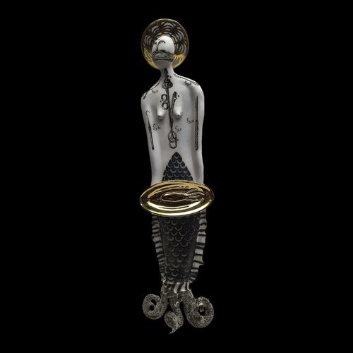 Porzellan-Skulptur - SYS 22 TONGUE - ELICA STUDIO - aus vergoldetem Porzellan / handgefertigt / Made in Italy
