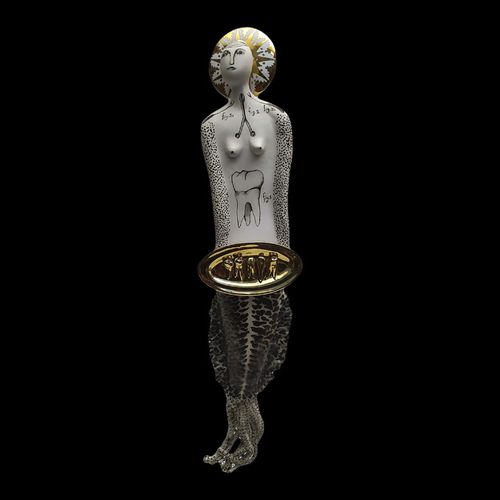 Porzellan-Skulptur - SYS 22 TEETH - ELICA STUDIO - aus vergoldetem Porzellan / handgefertigt / Made in Italy