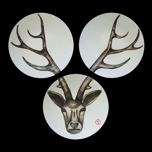 Porzellan-Skulptur - CERVUS - ELICA STUDIO - handgefertigt / wandmontiert / für Gewerbegebrauch