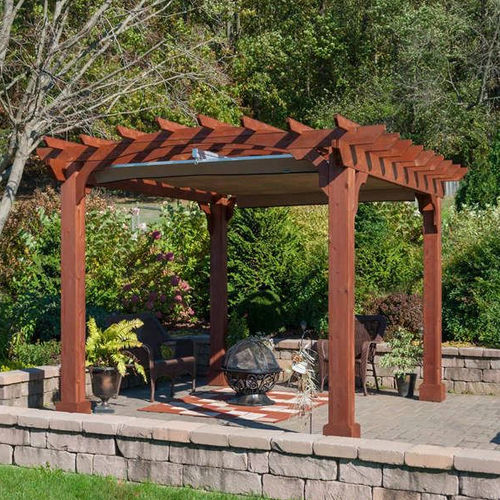 Selbsttragende Pergola - 10 - Foshan Greenzone - Verbundholz / mit Sonnenschutzlamellen / für Gewerbegebrauch