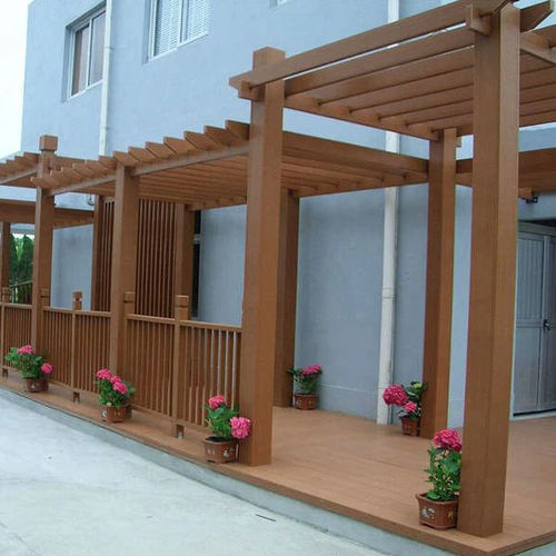 Angebaute Pergola - 9 - Foshan Greenzone - Verbundholz / HDPE / mit Sonnenschutzlamellen