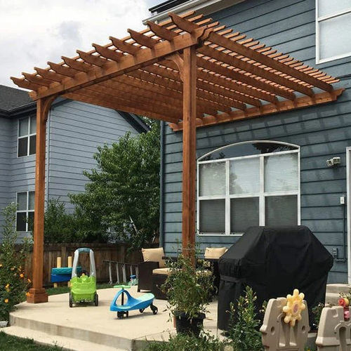 Angebaute Pergola - 1 - Foshan Greenzone - Verbundholz / HDPE / mit Sonnenschutzlamellen