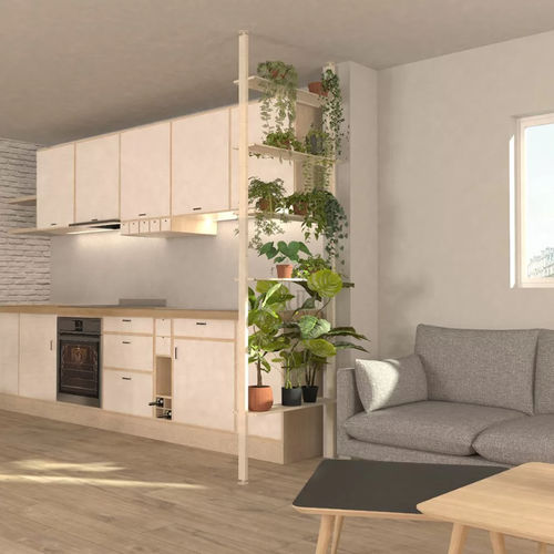 Raumteiler / thermolackierter Stahl - Bretagne Design - für den Innenraum / selbsttragend / modular