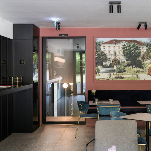 Tür für Innenbereich - 500 F - DOORSON - anodisiertes Aluminium / Schiebe / modern