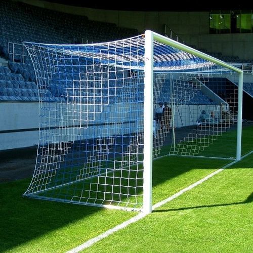 Aluminium-Fußballtor - 30020 - artec Sportsgeräte GmbH - in Bodenhülsen / weiß/blau / thermolackiert