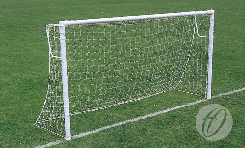 Metall-Fußballtor - FBL-144 - Harrod Sport - in Bodenhülsen / weiß / thermolackiert